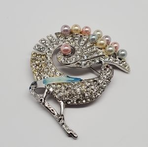 Vintage Peacock spiral Brooch